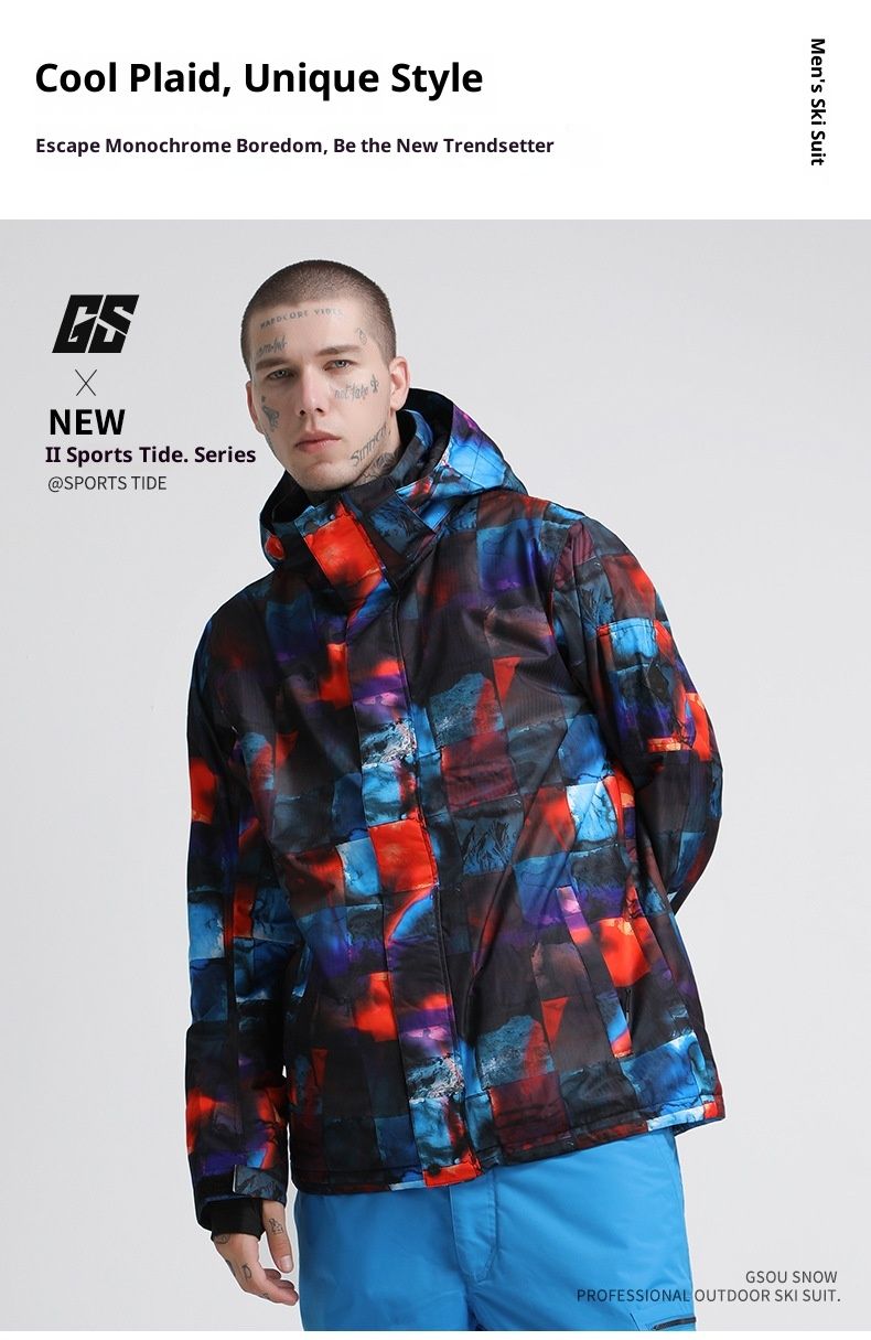 001 001 Gsousnow Anzug für Herren, warm, winddicht, wasserdicht, Outdoor-Schneeausrüstung, Skijacke für Single- und Doubleboards_voghion.com