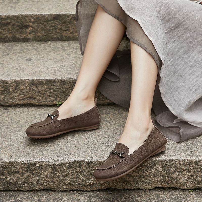 Genuine Leather 2025 Spring Summer New Sole Soft Surface Loafers Slip-On Single Breathable Non-Slip Commuter Women's_voghion.com