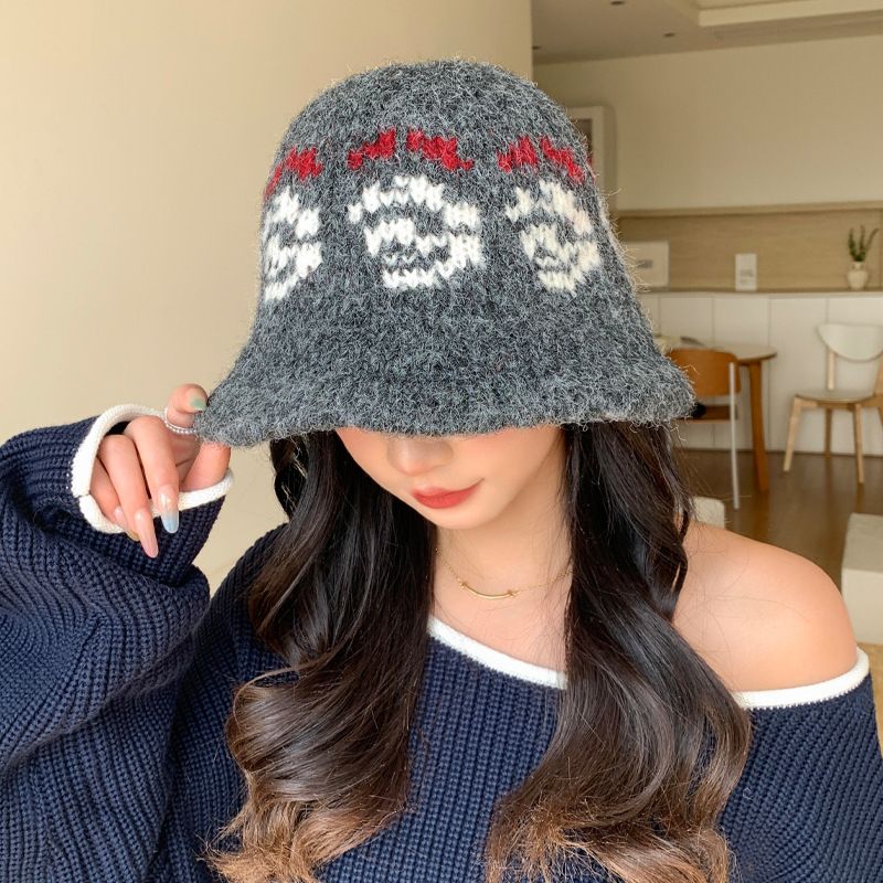 Cappello da pescatore caldo in maglia spessa da donna autunno/inverno 2025_voghion.com