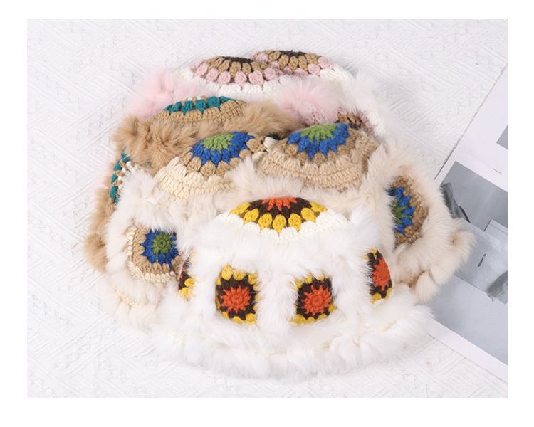 Nuovo leone con pelo di coniglio che risveglia le donne in autunno inverno, carino cappello da pescatore in peluche caldo, versatile e piccolo fatto a mano_voghion.com