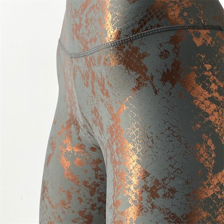 Pantalones deportivos de cintura alta y alta elasticidad para mujer, con efecto piel de serpiente dorada y color melocotón, de secado rápido, ajustados y elásticos para yoga._voghion.com