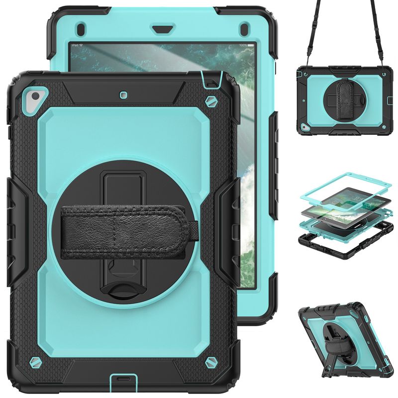 Gëeegent fir iPad Griffin B Modell mat Riemen, Stiftschacht, 360° rotéierender Halterung, all-inclusive PC Tablet Schutzhülle_voghion.com