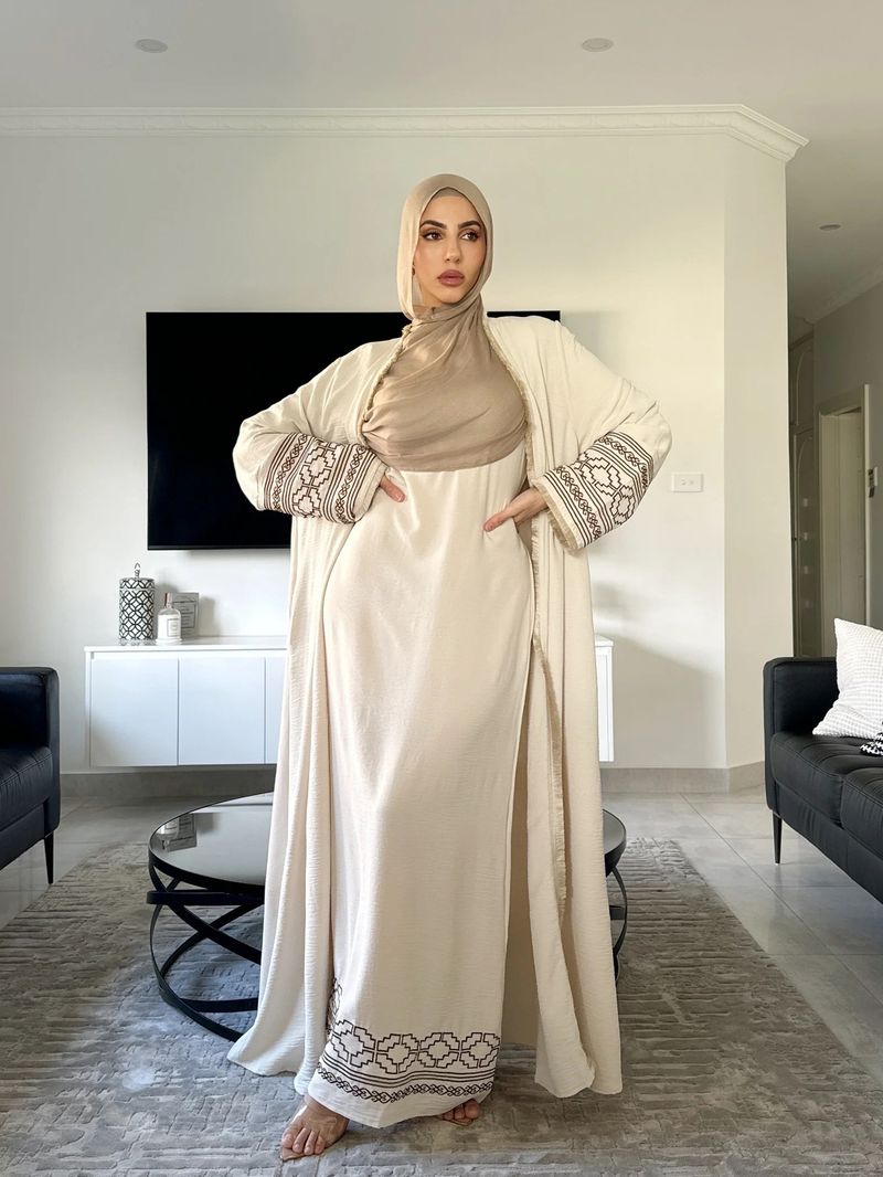Ženska odjeća Bliskog istoka Robe Butik Vez Moda Kardigan s resicama i muslimanska haljina_voghion.com