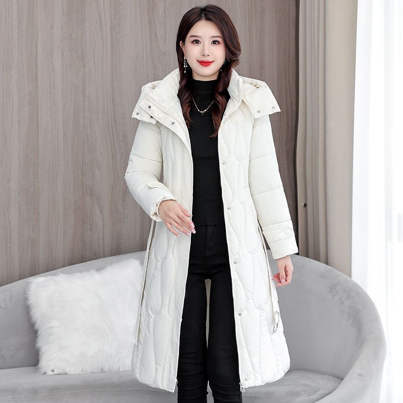 Oversized Puffer Coat With Belt – Women's Long Winter Jacket (Knee-Length, Quilted Lining, Thickened Insulation, L-XXXL)_voghion.com