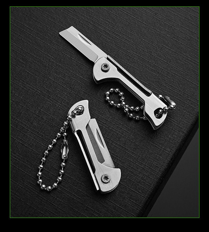 Kompaktes Klappmesser aus Edelstahl – Multifunktionswerkzeug als Schlüsselanhänger für den täglichen Gebrauch und zum Öffnen von Paketen (2 Größen, Silber und Farboptionen)_voghion.com