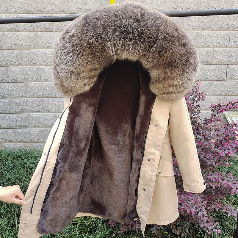 Abbigliamento da donna Nuovo inverno Parka da donna di media lunghezza Fodera in pelliccia rimovibile Collo in pelliccia Cappotto in pelliccia_voghion.com