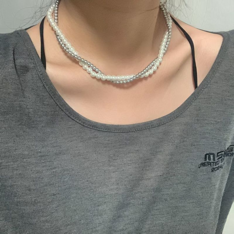 Collier d'automne-hiver en perles rondes véritables faites main, haut de gamme, léger et élégant, idéal pour un pull. Polyvalent et raffiné._voghion.com