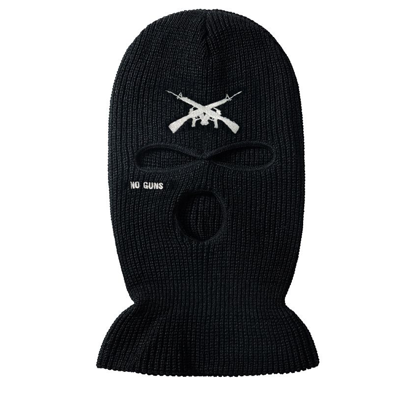 2025 New NO GUNS Embroidered Three-Hole Knitted Balafar Facekini Ski Hat_voghion.com