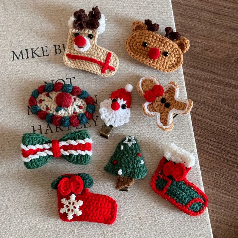 Cute Wool Christmas Hairpin Christmas Elk Socks Festive Atmosphere BB Clip Bangs Clip Side Clip Hair Accessories_voghion.com