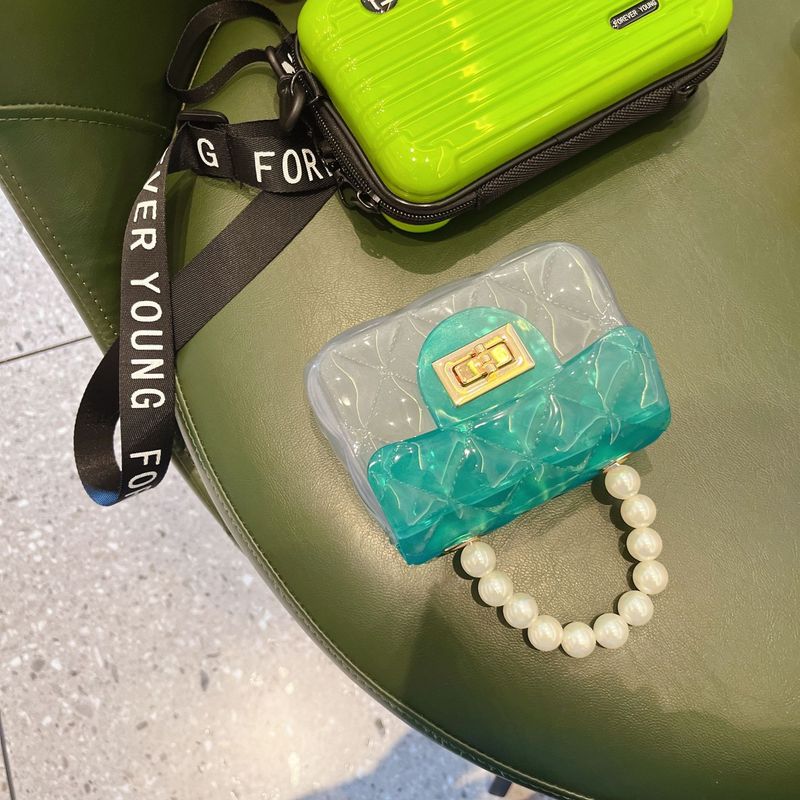 Sac d'été transparent en PVC, mini sac carré à main avec perles, sac à bandoulière simple pour femme_voghion.com