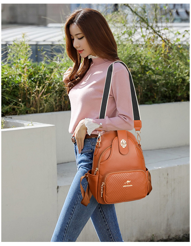 2024 New Soft Leather Backpack For Women's Fashion Leisure Large Capacity Multi Functional Backpack Versatile Outgoing Backpack_voghion.com
