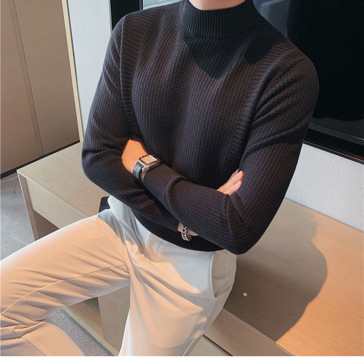 Slim-Fit Mid-Crew Neck Sweater – Lightweight Knit Pullover For Layering (M-XXXL, Poly-Blend Thermal Base Layer, Streetwear Essential)_voghion.com