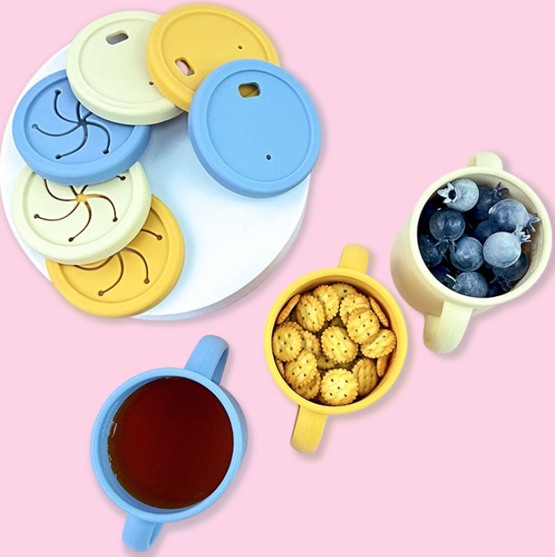 Conjunto de alimentação de bebê de silicone sem BPA, tigela de sucção, prato de jantar, canudo, copo, colher, garfos para crianças, utensílios de mesa para bebês, pratos infantis_voghion.com