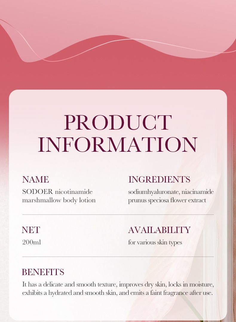 SADOER Blutorangen-Marshmallow-Körperlotion, 200 ml, Niacinamid, Avocado-Frucht-Körperlotion_voghion.com