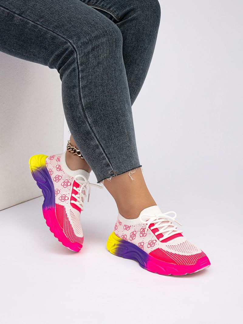 Neu Herbst Low Top Regenbogen Unten Passenden Farbe Runde Kopf Flache Fly Stricken_voghion.com