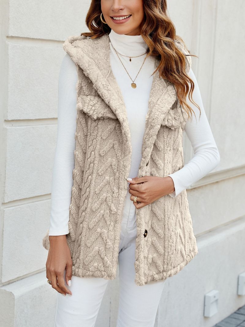 Doudoune sans manches à capuche pour femme – Manteau d'hiver matelassé léger à col montant (beige, rose, rouge, anthracite, kaki, violet)_voghion.com