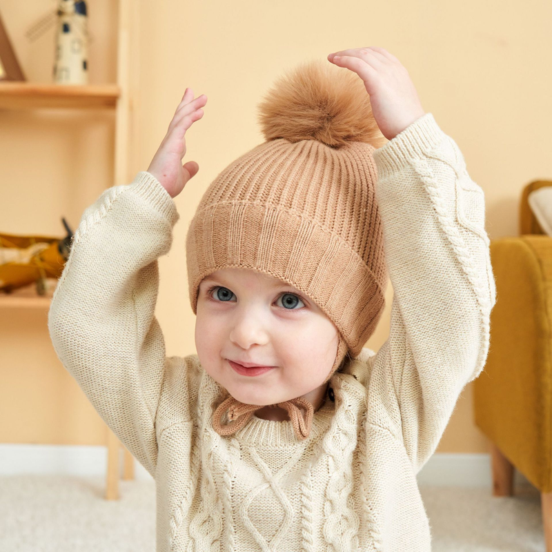 Vêtements pour bébé, protection auditive tressée et bonnet chaud en polaire pour bébé_voghion.com