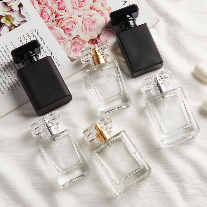 Parfümzubehör 30 ml 50 ml flache quadratische Flasche Glasparfümflasche Flüssigspray-Parfümflasche Glaskosmetik Leere Flasche_voghion.com