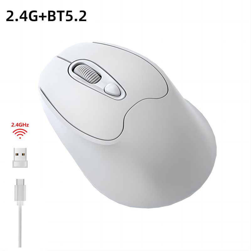New dual-mode wireless mouse 2.4G+BT5.2 charging 4D silent ergonomics 1600dpi unisex_voghion.com