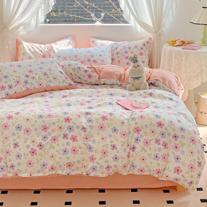 Housse de couette luxueuse Flora Bedding en polyester doux - Texture velours foulé_voghion.com