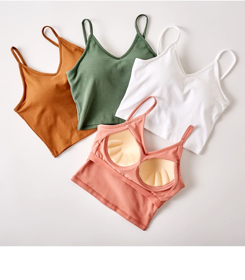 Gilet aderente con scollo a V e bretelle aderenti Xinmi, monopezzo, che lascia scoperta la pancia_voghion.com