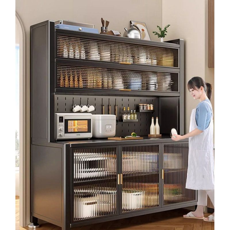 Kitchen Rack With Wheels Floor Microwave Oven Durable Multi-layer Multi-functional Sideboard Storage Cabinet_voghion.com
