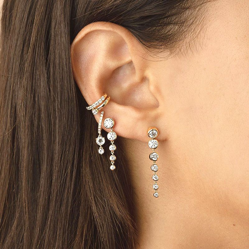 Women's Jewelry S925 Silver Needle Chain With Diamond Earrings And Earrings Creative And Versatile Simple Zircon Micro Inlaid Earring Accessories_voghion.com