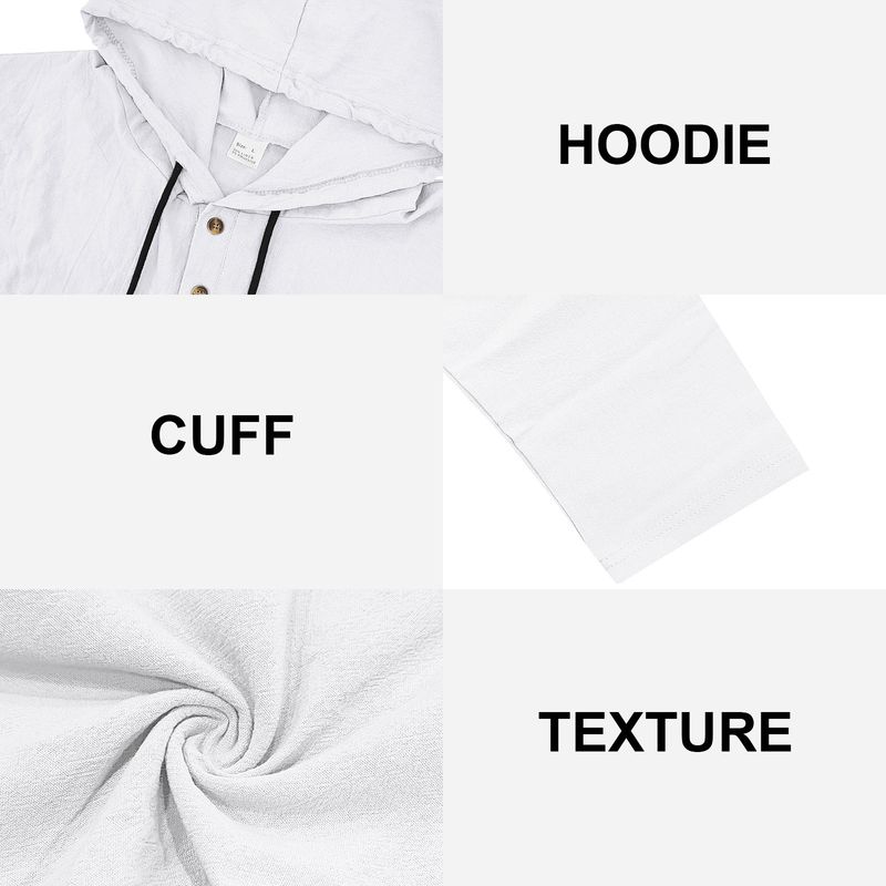Lente en herfst lang mouwen linnen overhemd heren capuchon casual losse T-shirt trui heren_voghion.com