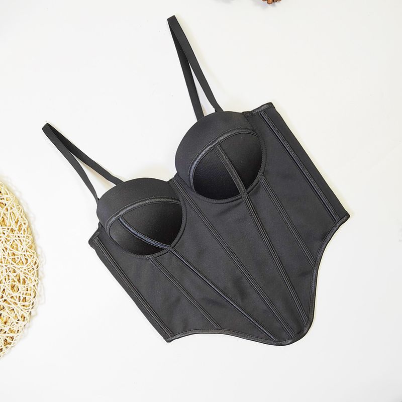 Europäeschen an amerikanesche Street Style onregelméissege Fëschgrat-BH Bannendran Uewerflächenträger weibleche Kierper verengt schéint Réck Tube Top_voghion.com