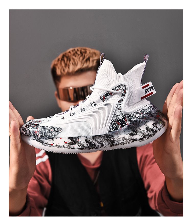 Men's new large high top basketball sneakers winter plush insulation casual dad men's trendy shoes_voghion.com