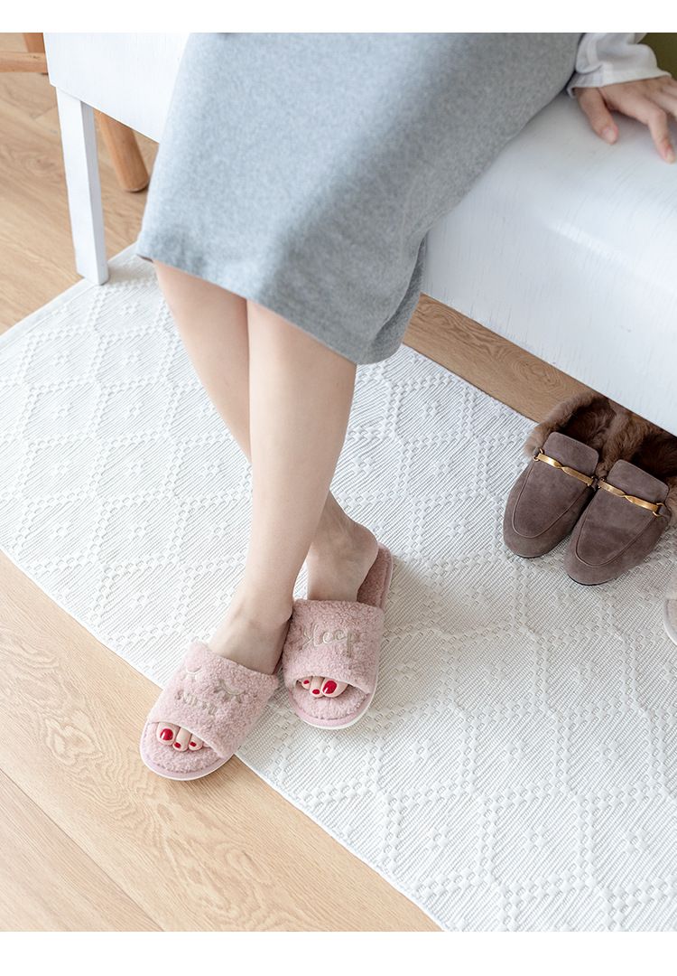 Zerbino bianco caldo per la casa, zerbino per scarpe, tessuto di cotone intrecciato, moderno e semplice, zerbino per la fine del letto_voghion.com