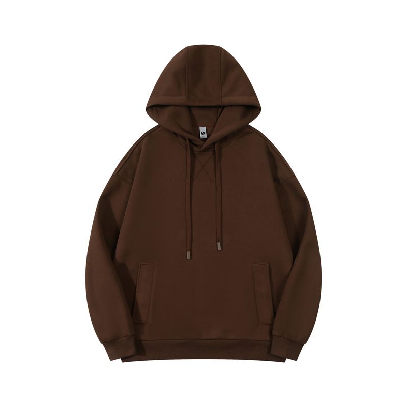 320G Autumn Trendy Brand Hooded American Style Solid Color Sports Casual Unisex Pullover Clean Version Sweatshirt_voghion.com