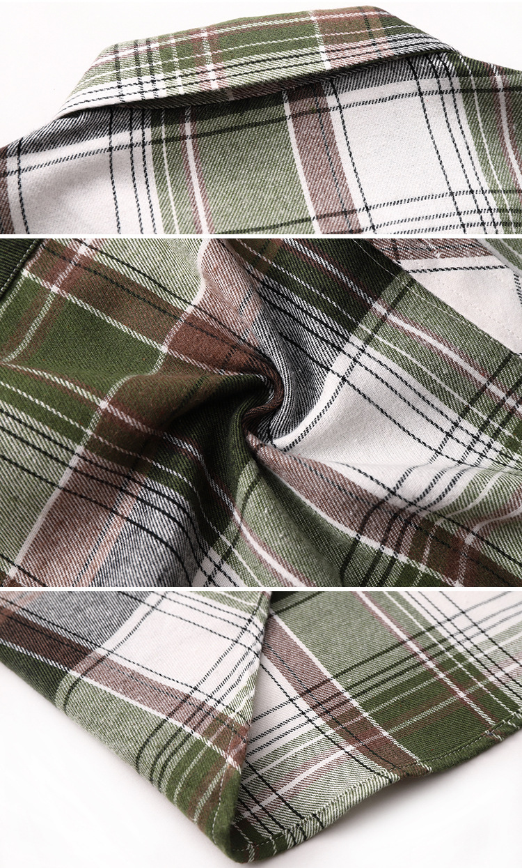 Men's Shirt Double Pocket Plaid Handsome Youth Long-sleeved Shirt Trendy_voghion.com