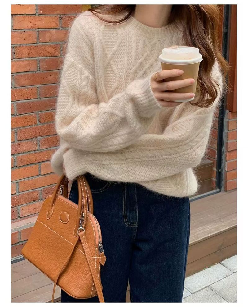 Maglione in cashmere spesso e morbido, stile pigro, 100% lana da donna, maglia autunnale e invernale per figure minute_voghion.com