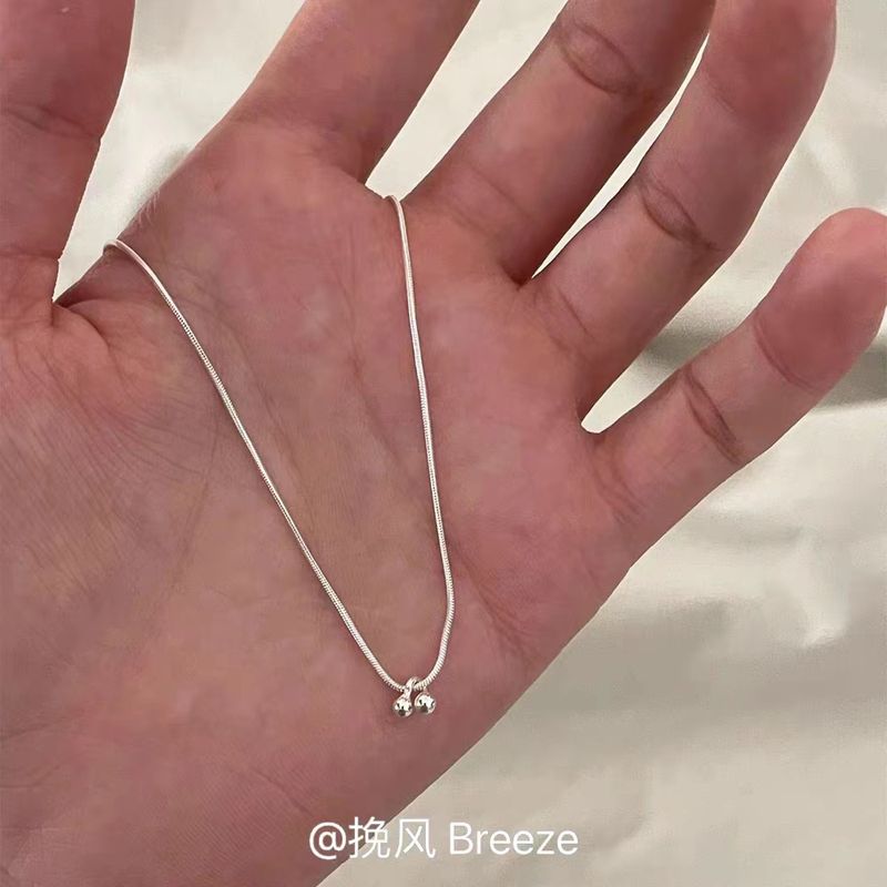 S Pure Silver Small Cherry Necklace For Women, Simple And Elegant, High-end Luxury, Niche Sweater Chain, 2025 New Model_voghion.com