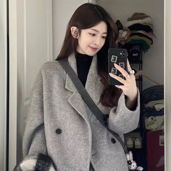 Wollmantel für Damen, mittellang, 2025 Frühling und Herbst, neuer Hepburn-Stil, elegant, zierlich, locker, koreanischer Wollstil_voghion.com