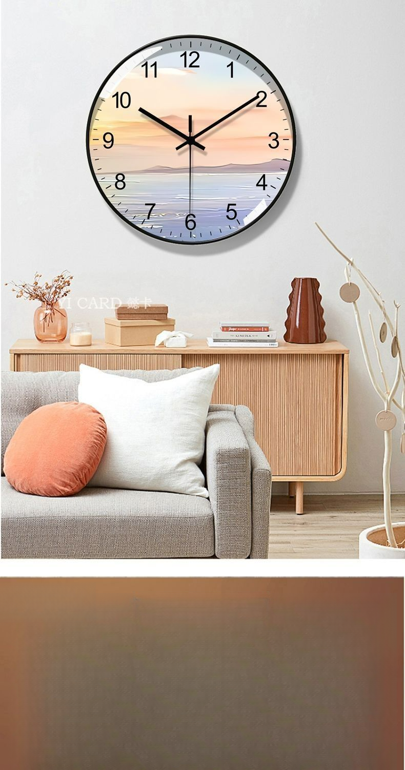 Light Luxury Radio-Controlled Wall Living Room Modern Minimalist Home Fashion 2025 Round Clock Wall-Mounted Landscape_voghion.com