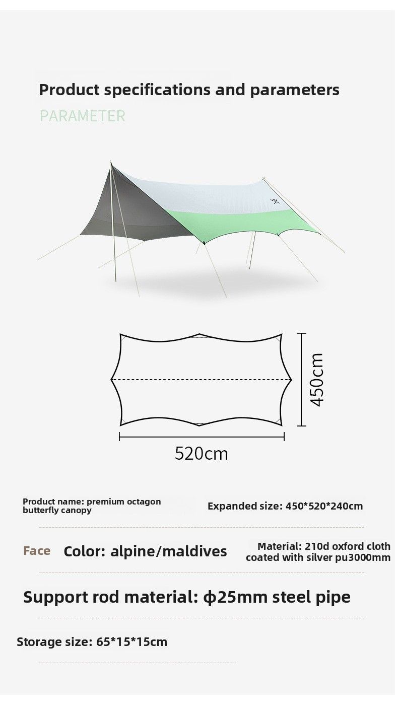 Tendalino portatile Oxford da esterno, pieghevole, a forma di farfalla, in tessuto, antipioggia, parasole, da spiaggia, in vinile_voghion.com