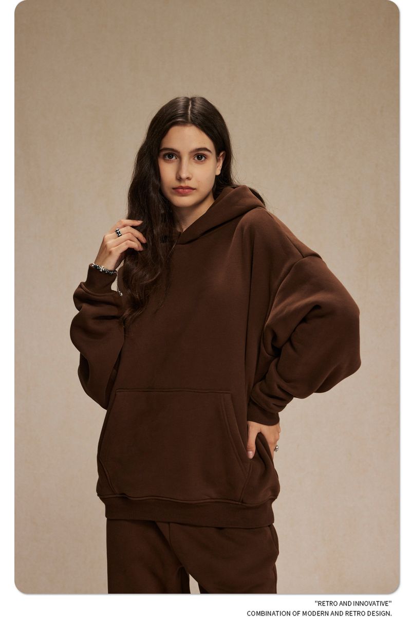 Felpa con cappuccio oversize da uomo in pile con tessuto anti-pilling da 400 g/m², felpa streetwear per l'inverno (disponibile in 12 colori)_voghion.com