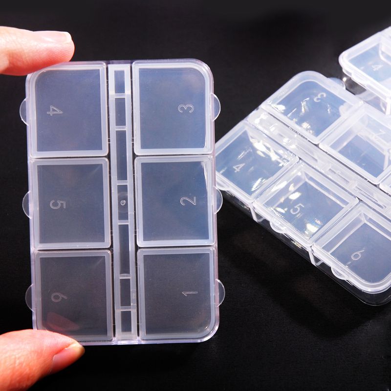 Art Tools 6-Grid Long Transparent Plastic Organizer Double Row Detachable Decorations Nail Drill Medicine Storage Box_voghion.com