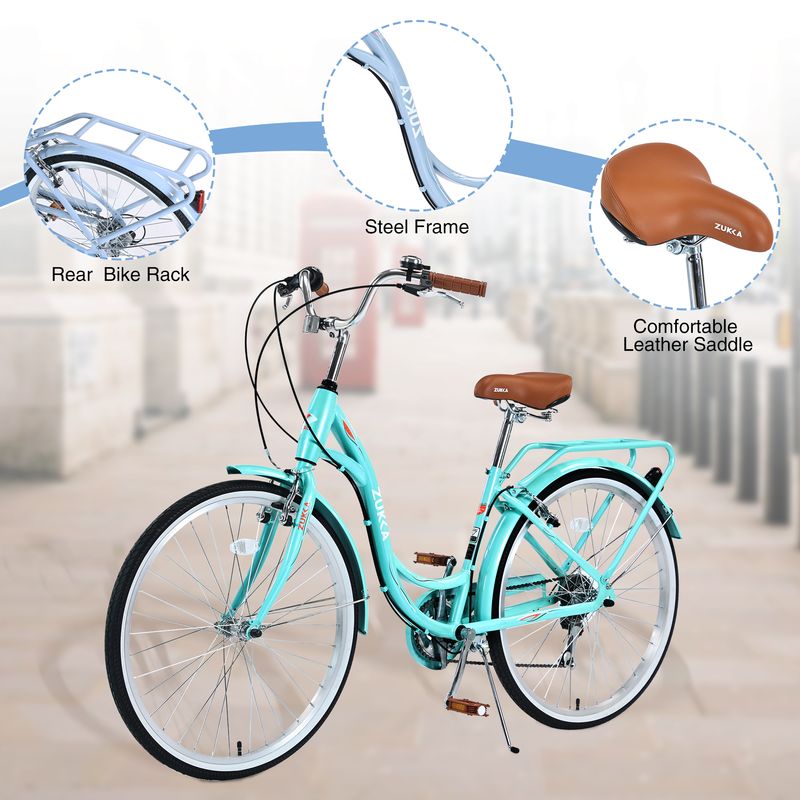 7 Speed, Steel Frame, Multiple Colors 26 Inch Ladies Bicycle_voghion.com