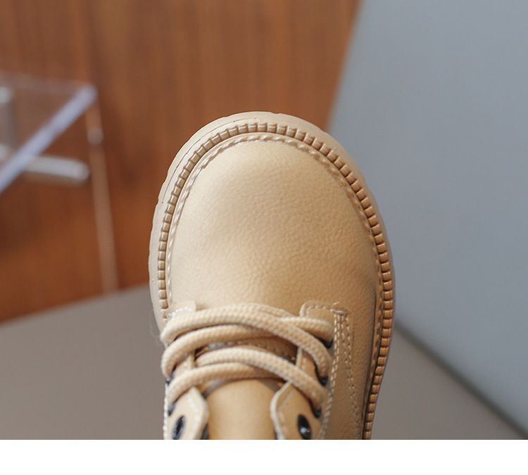 2024 Autunno Bambini Semplice Versatile Singolo Ragazzi Pelle Corto Morbido Suola Bambino Giallo Stivali Uomo e Donna Scarpe_voghion.com