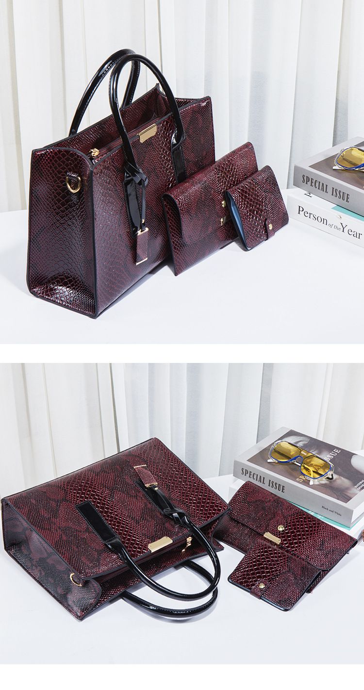 Komplet torbic za ženske, ženska torba iz kačje kože, modni trend, diagonalna torba, retro velika prostornina, štiridelna torba s črkami_voghion.com