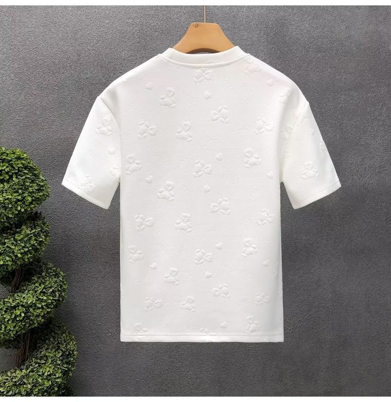 Herenkleding Houpu nieuwe zomer katoenen ronde hals korte mouw zwaar 220g gekamd katoen bedrukt losvallende schouder stijl T-shirt mode_voghion.com