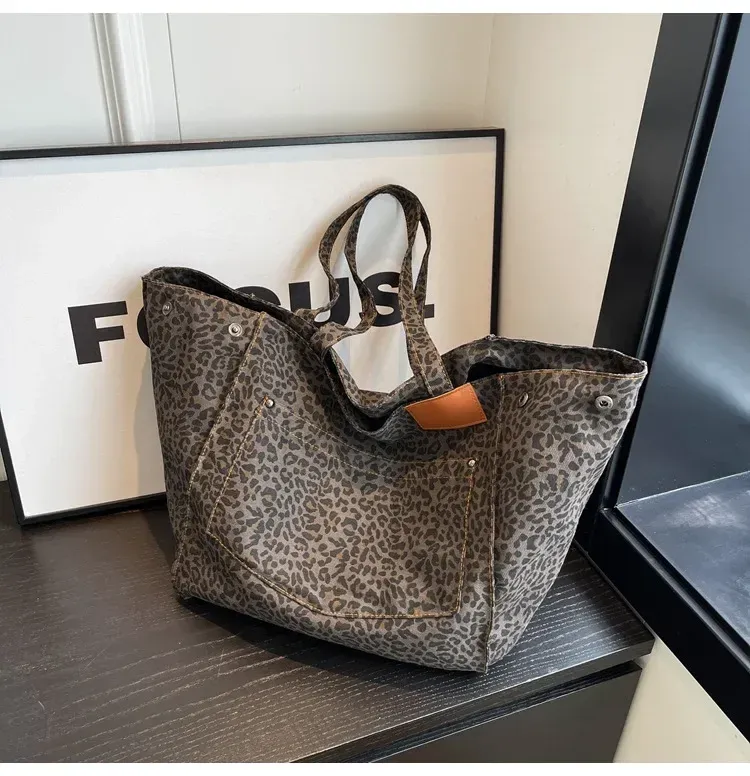 Leopard Design 2023 Shopper di moda coreana Grandi borse per la spesa per donna Borsa a tracolla per ragazza di grande capacità_voghion.com