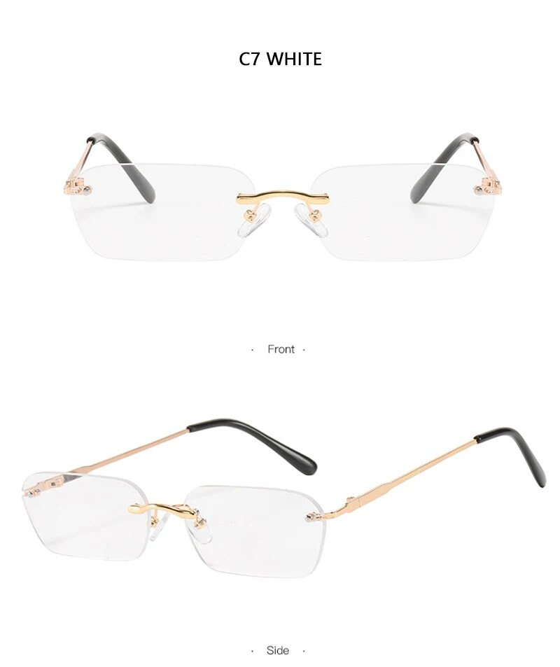 Nouveautés Lunettes de soleil sans monture à la mode pour hommes et femmes Lunettes de soleil classiques légères pour hommes Lunettes rectangulaires sans cadre UV400_voghion.com