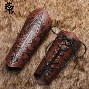 Medeltida vintage präglad handledsstöd COSPLAY scenrekvisita riddare Handskydd tillbehör_voghion.com