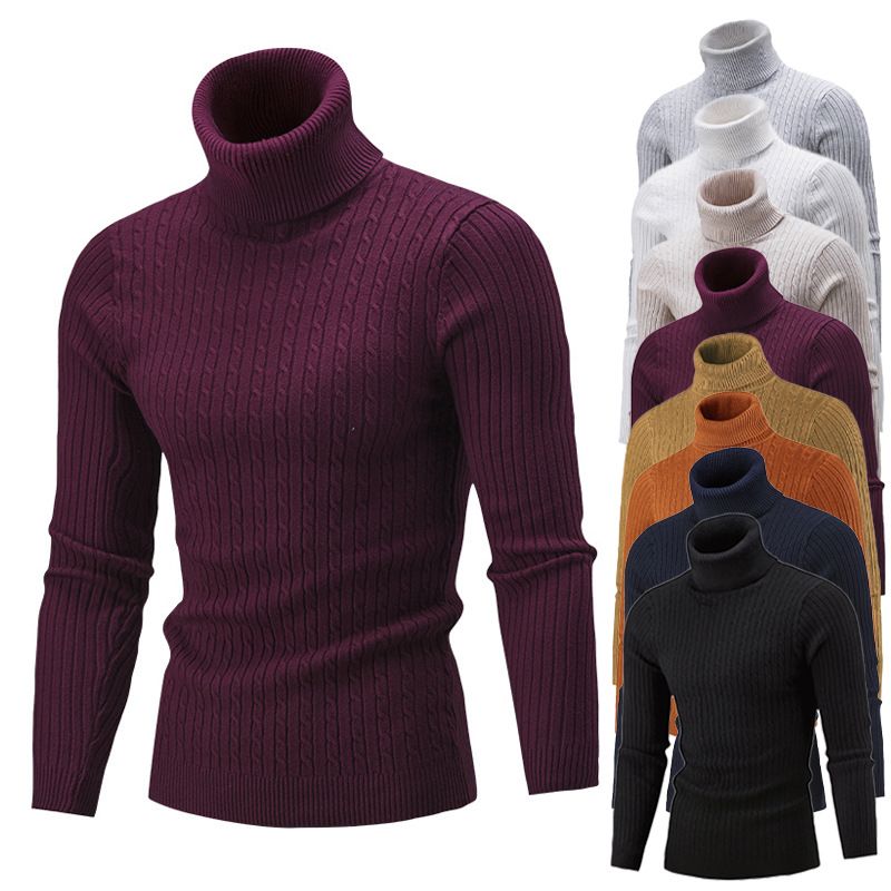 Pull col montant coupe slim pour homme - Tricot élégant et confortable pour une tenue décontractée ou habillée_voghion.com