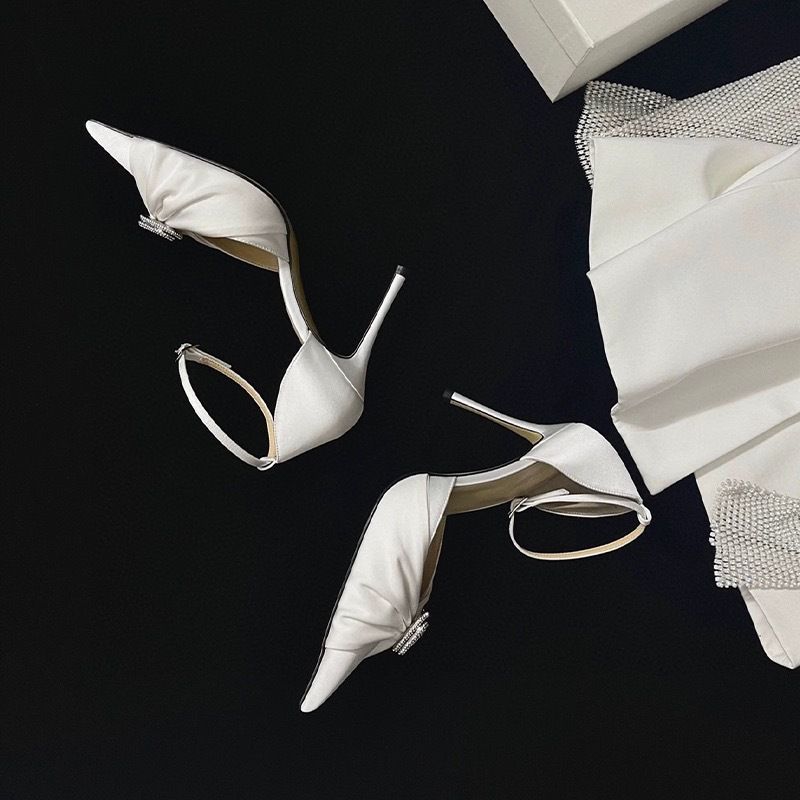 Women's Shoes New Mach Same Style French Style Sandals With Heart Rhinestones Fairy Style Stilettos And One Strap High Heels_voghion.com