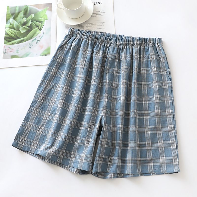 "Japanese Plaid" Men's Pajama Pants Shorts | Spring, Summer And Autumn Thin Pure Cotton, Loose Five-point Home Pants, Comfortable And Breathable_voghion.com